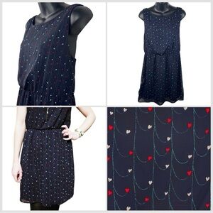 Hanging Hearts Navy Blue Sleeveless Dress Juniors/Women’s Large